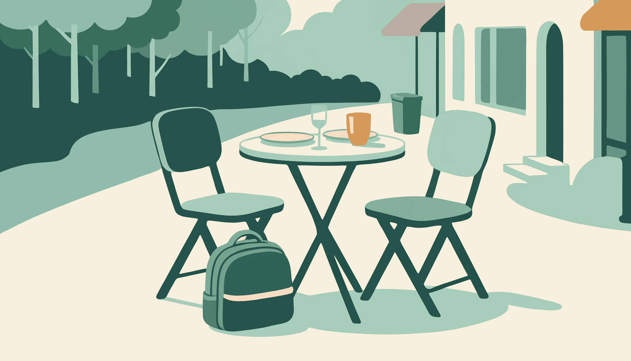 Official example — Dinner companions after a hike (AI-generated cover image)