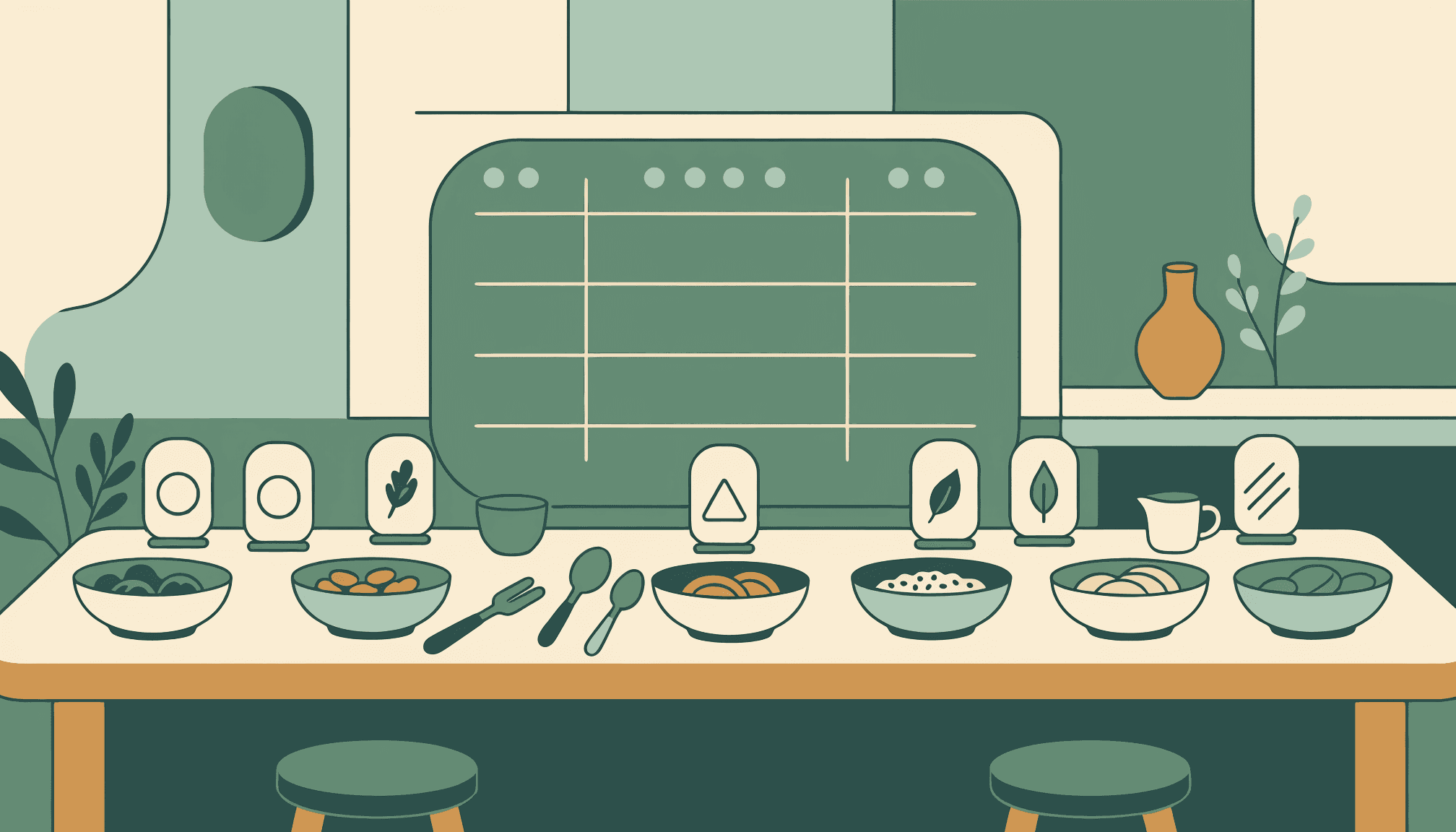 Official example — Dietary-friendly shared meal (AI-generated cover image)