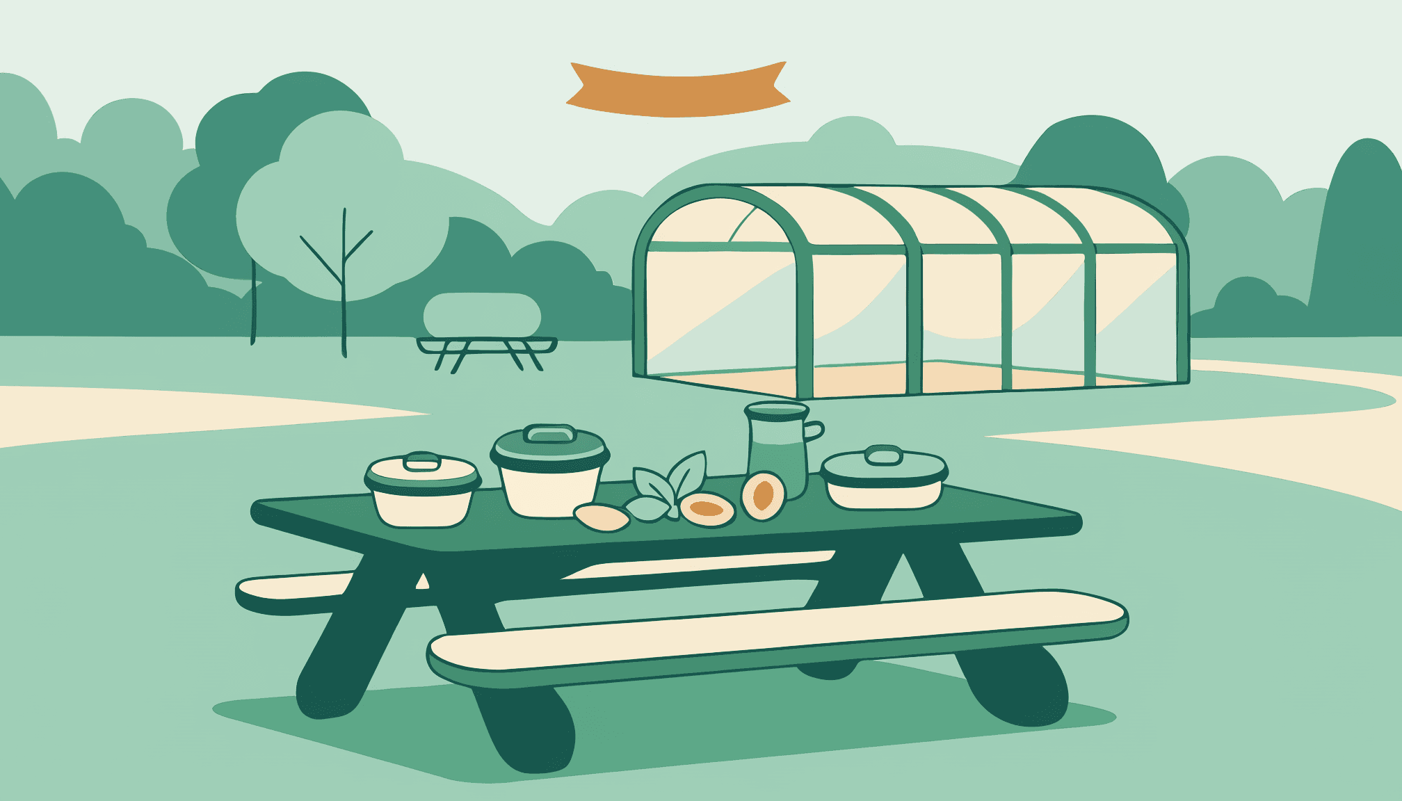 Official example — Outdoor shared meal (AI-generated cover image)