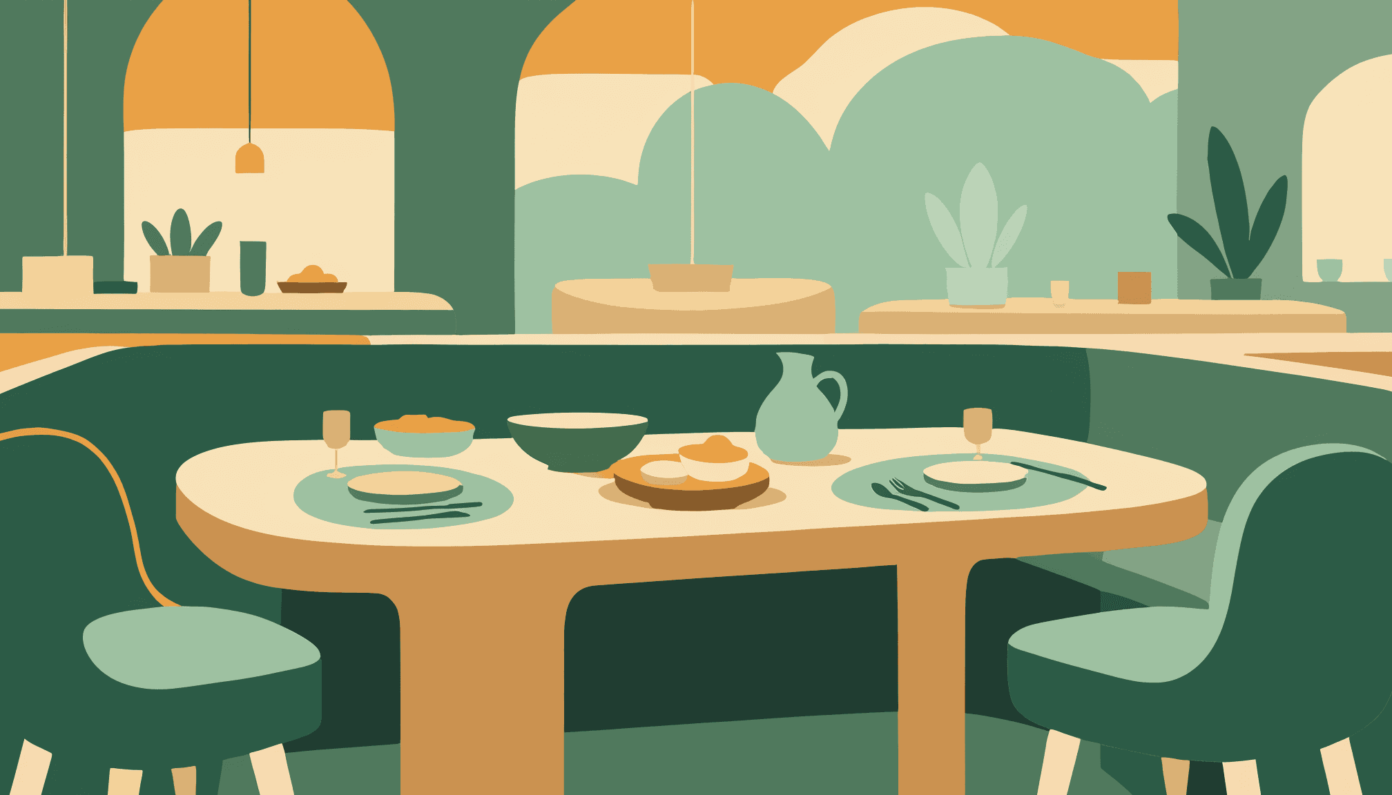 Official example — Two seats at a community dinner (AI-generated cover image)